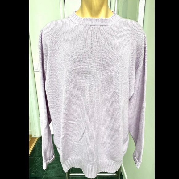 VINTAGE 1990s LORO PIANA THICK CASHMERE SWEATER CREWNECK LAVENDER PURPLE XL 54 - Picture 1 of 9